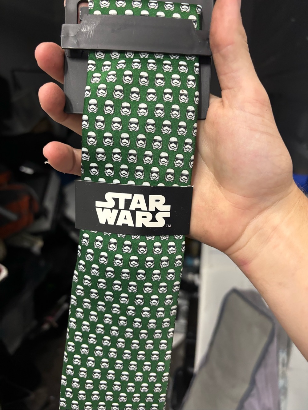 Kohl's Star Wars Green Tie with White Stormtrooper Motif